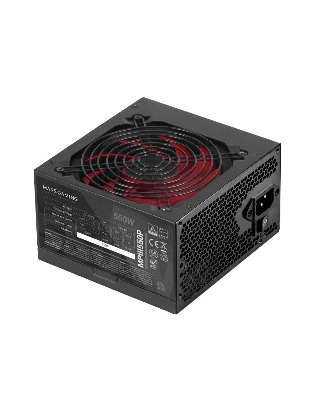 Fuente de Alimentación Mars Gaming MPIII550P/ 550W/ Ventilador 12cm