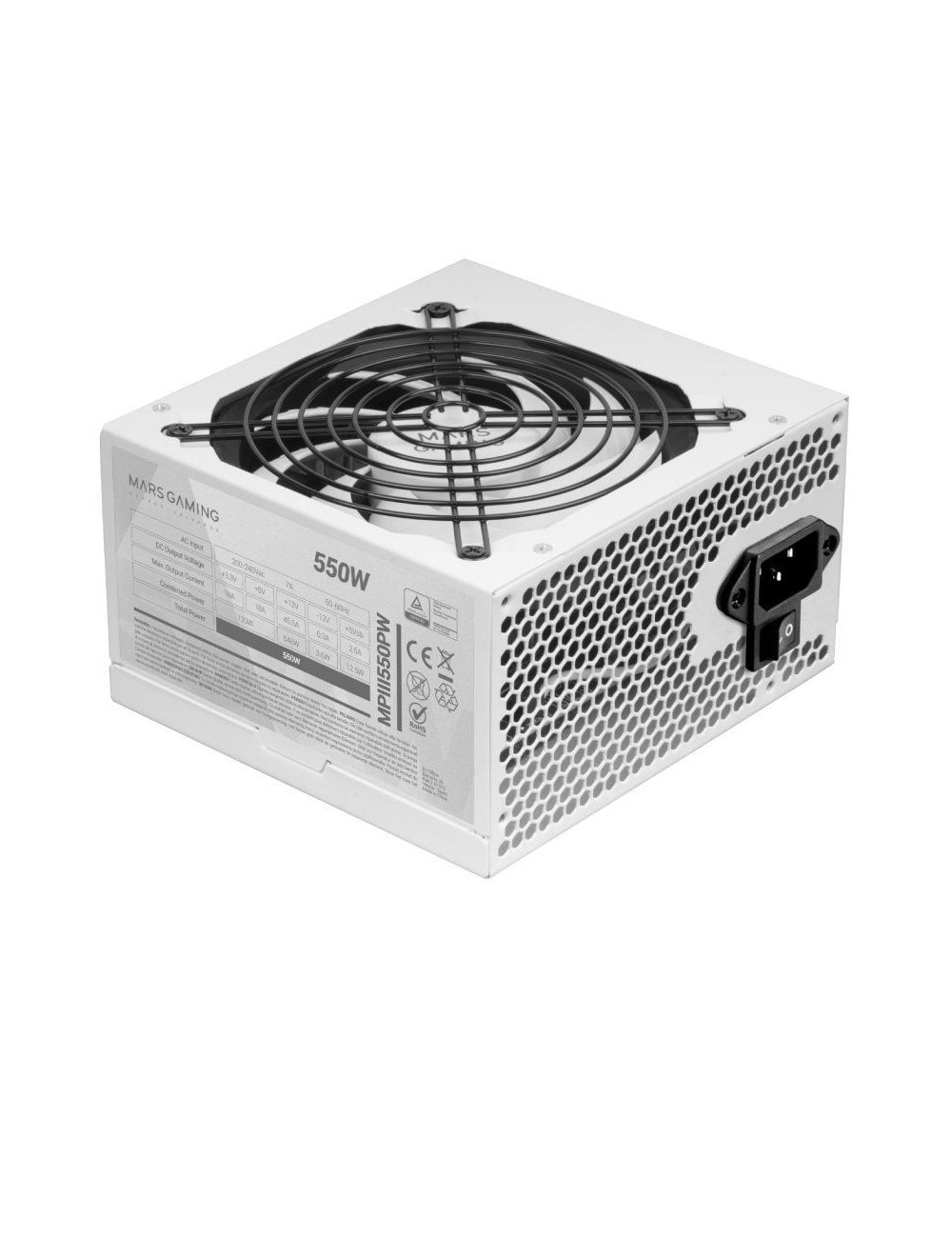 Fuente de Alimentación Mars Gaming MPIII550P/ 550W/ Ventilador 12cm/ Blanca