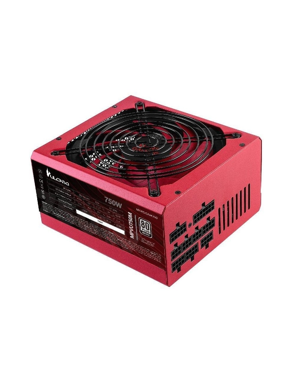 Fuente de Alimentación Mars Gaming MPVU750M/ 750W/ Ventilador 14cm/ 80 Plus Silver/ Roja