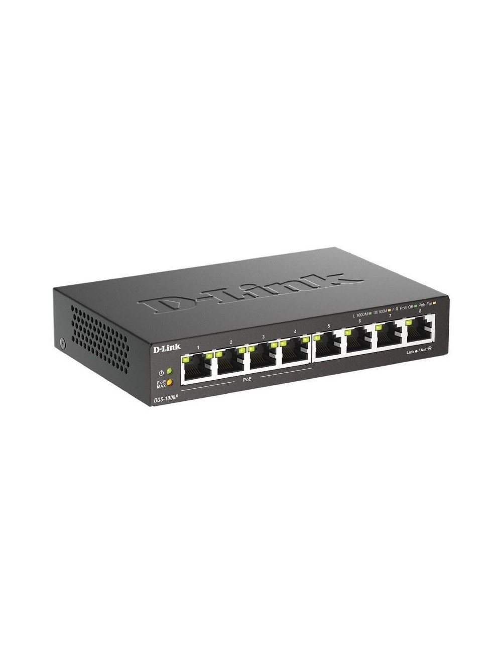 Switch D-Link DGS-1008P 8 Puertos/ RJ-45 Gigabit 10/100/1000/ PoE