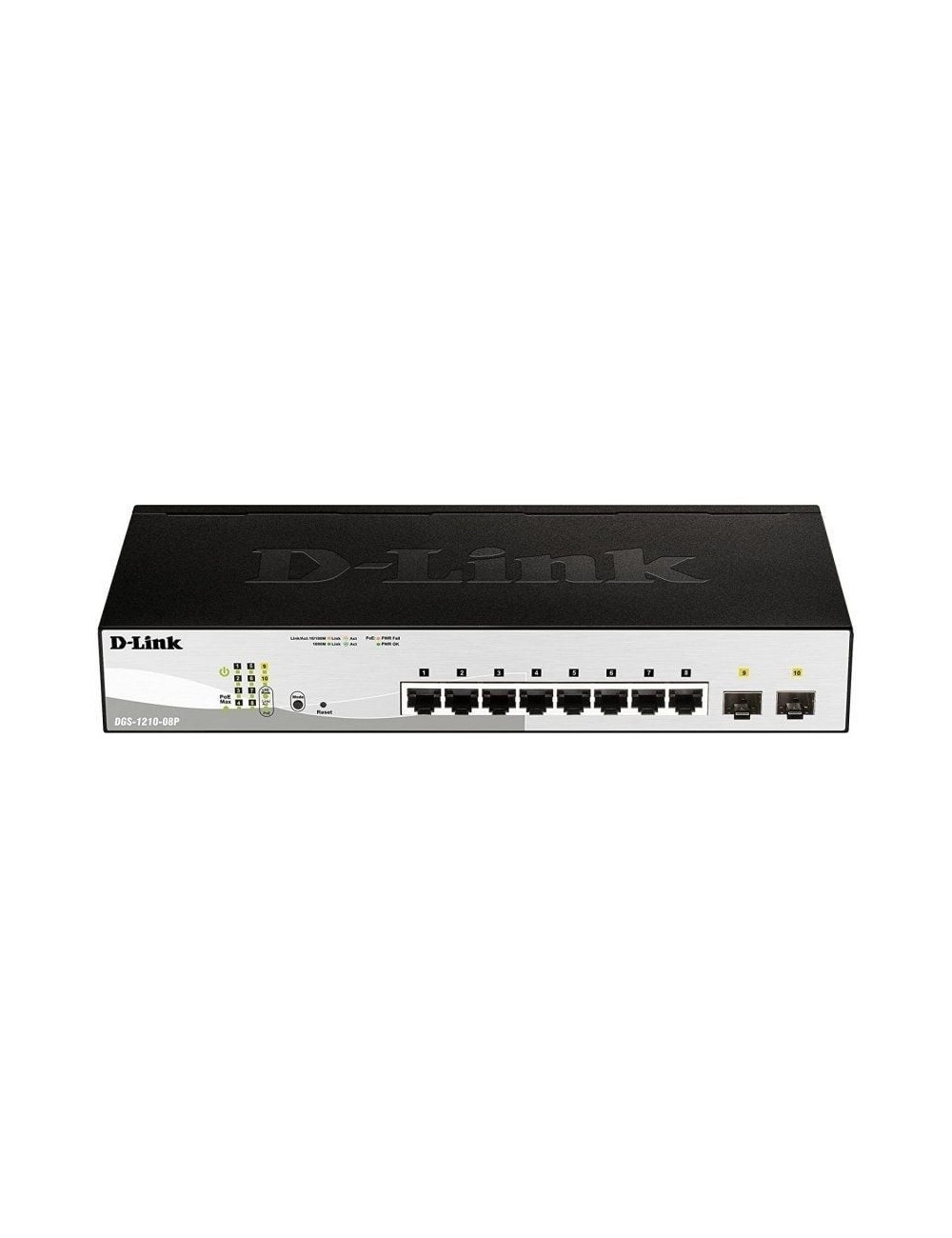 Switch Gestionado D-Link DGS-1210-08P/ 8 Puertos/ RJ45 10/100/1000/ SFP/ PoE
