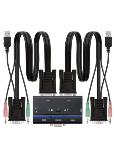 KVM Switch Nanocable 10.12.0001/ PC - CPU: 2 VGA + 2 USB + 4 JACK 3.5 / CONSOLA: 2 USB + VGA + 2 JACK 2.5/ 1.4m