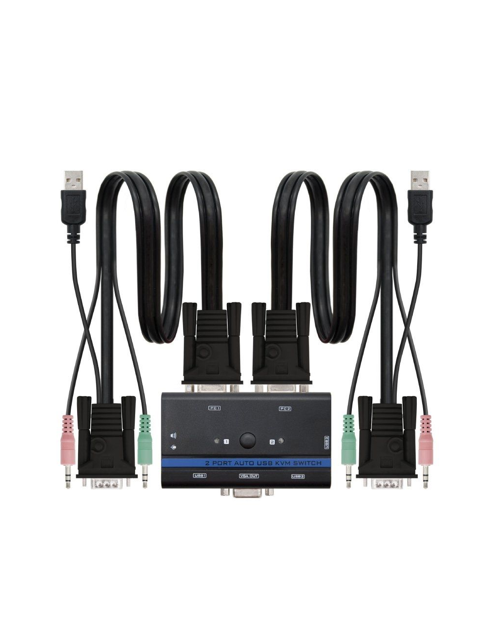 KVM Switch Nanocable 10.12.0001/ PC - CPU: 2 VGA + 2 USB + 4 JACK 3.5 / CONSOLA: 2 USB + VGA + 2 JACK 2.5/ 1.4m