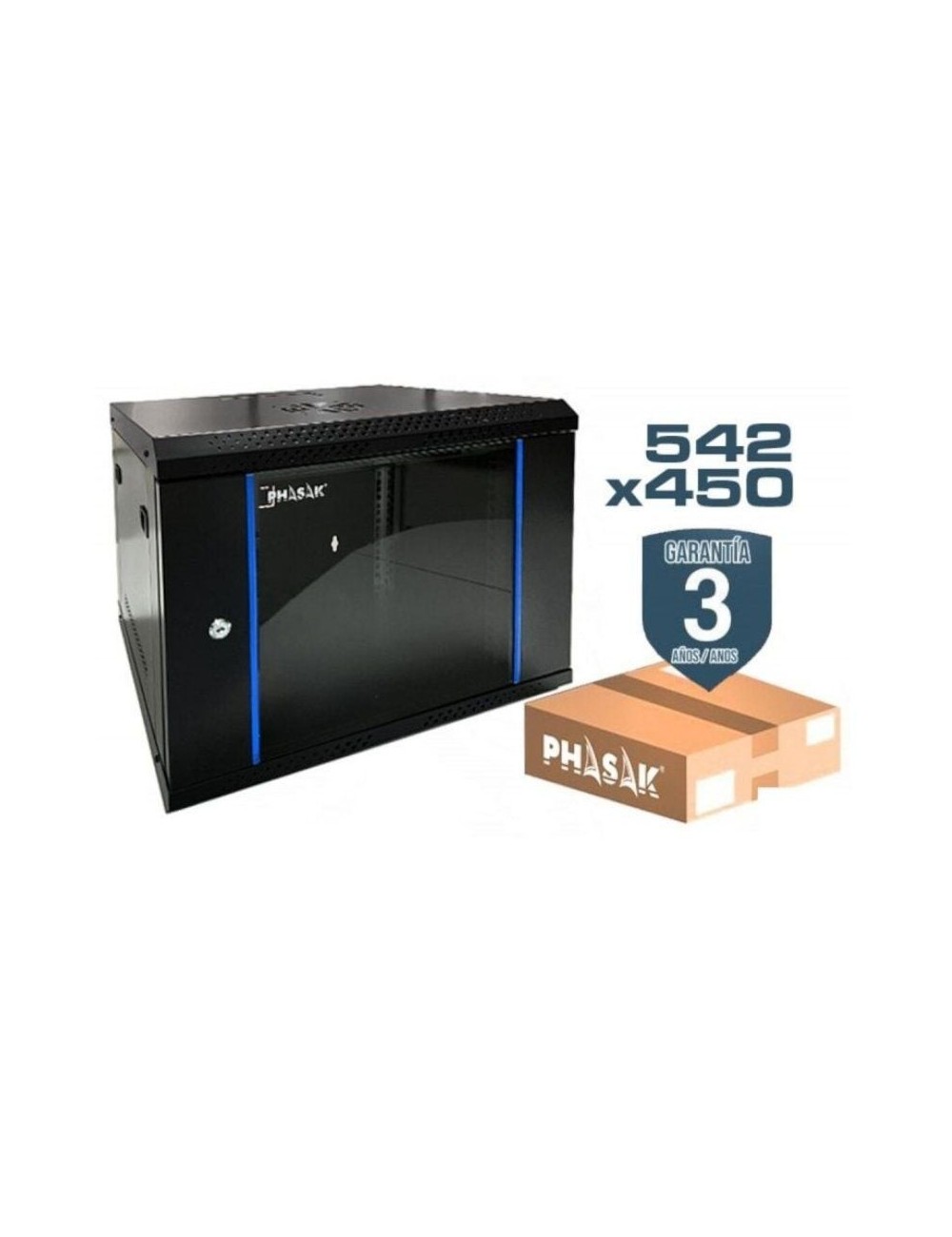 Armario Rack Mural Desmontado Phasak PHO 2212D/ 19'/ Altura 12U
