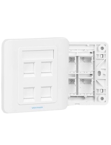 Placa de Pared Tipo 86 Vention IFFW0/ 4 Puertos RJ45