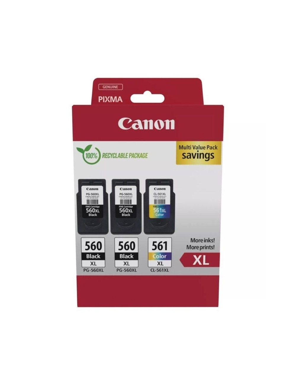 Cartucho de Tinta Original Canon PG-560XL + CL-561XL Multipack Alta Capacidad/ 2x Negro/ Tricolor