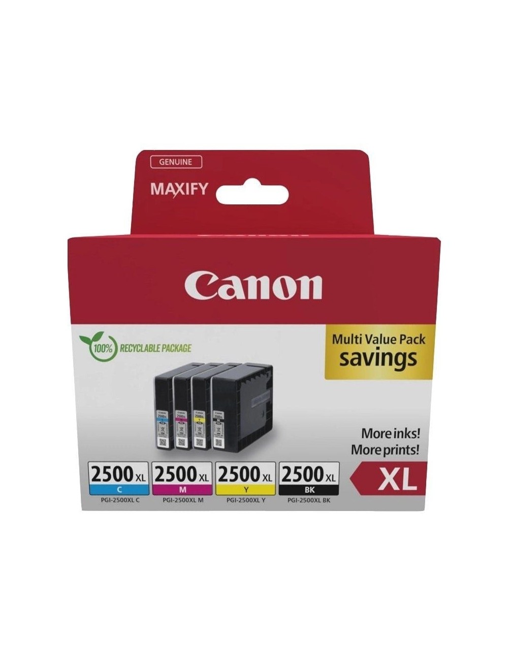 Cartucho de Tinta Original Canon PGI-2500 XL Multipack Alta Capacidad/ Cian/ Magenta/ Amarillo/ Negro