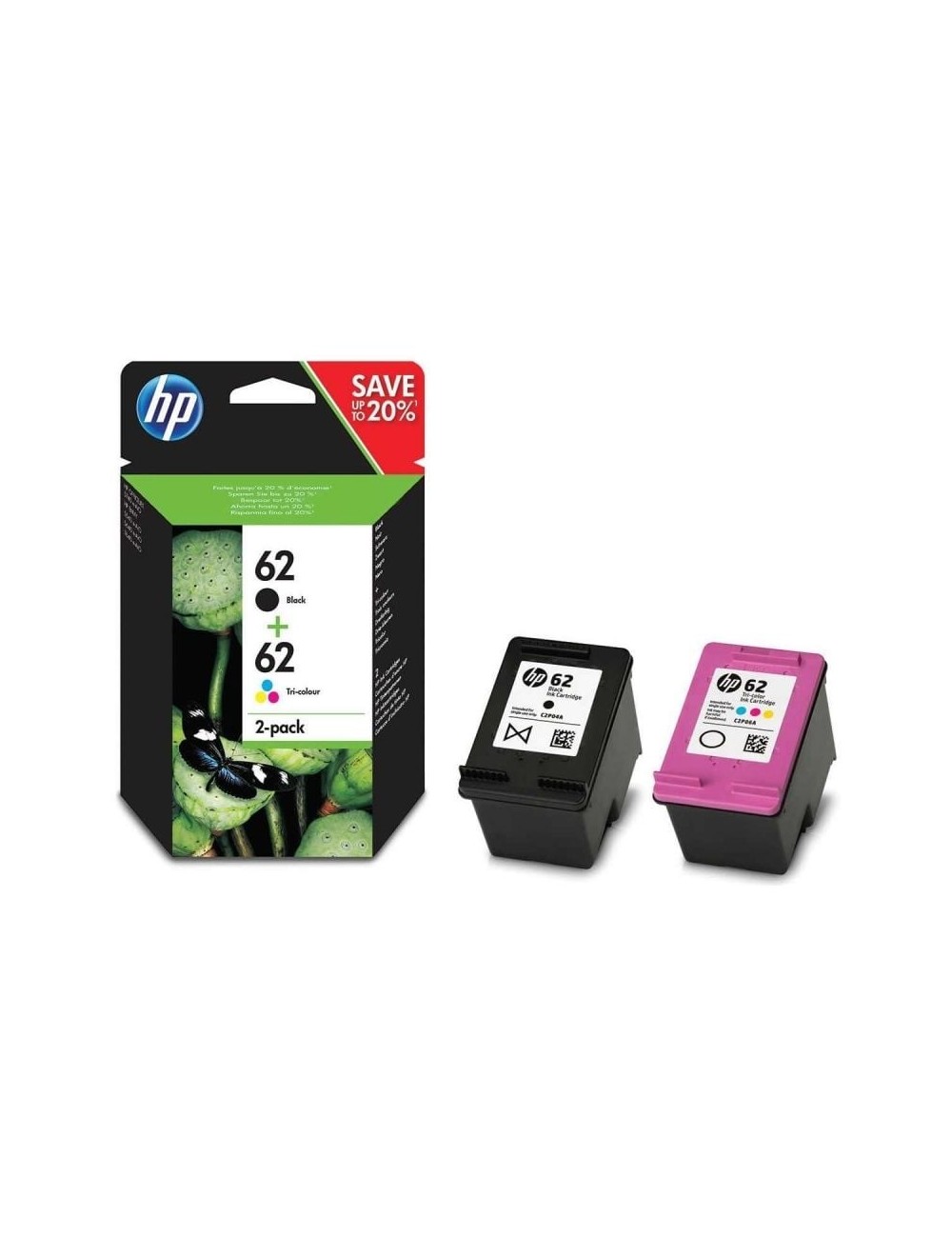 Cartucho de Tinta Original HP nº62 Multipack/ Negro/ Tricolor
