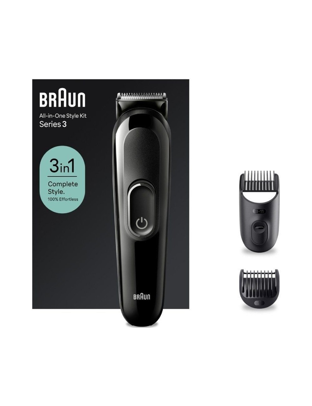 Afeitadora Braun All in One 3 en 1 Style Kit Series 3/ con batería/ 2 Accesorios