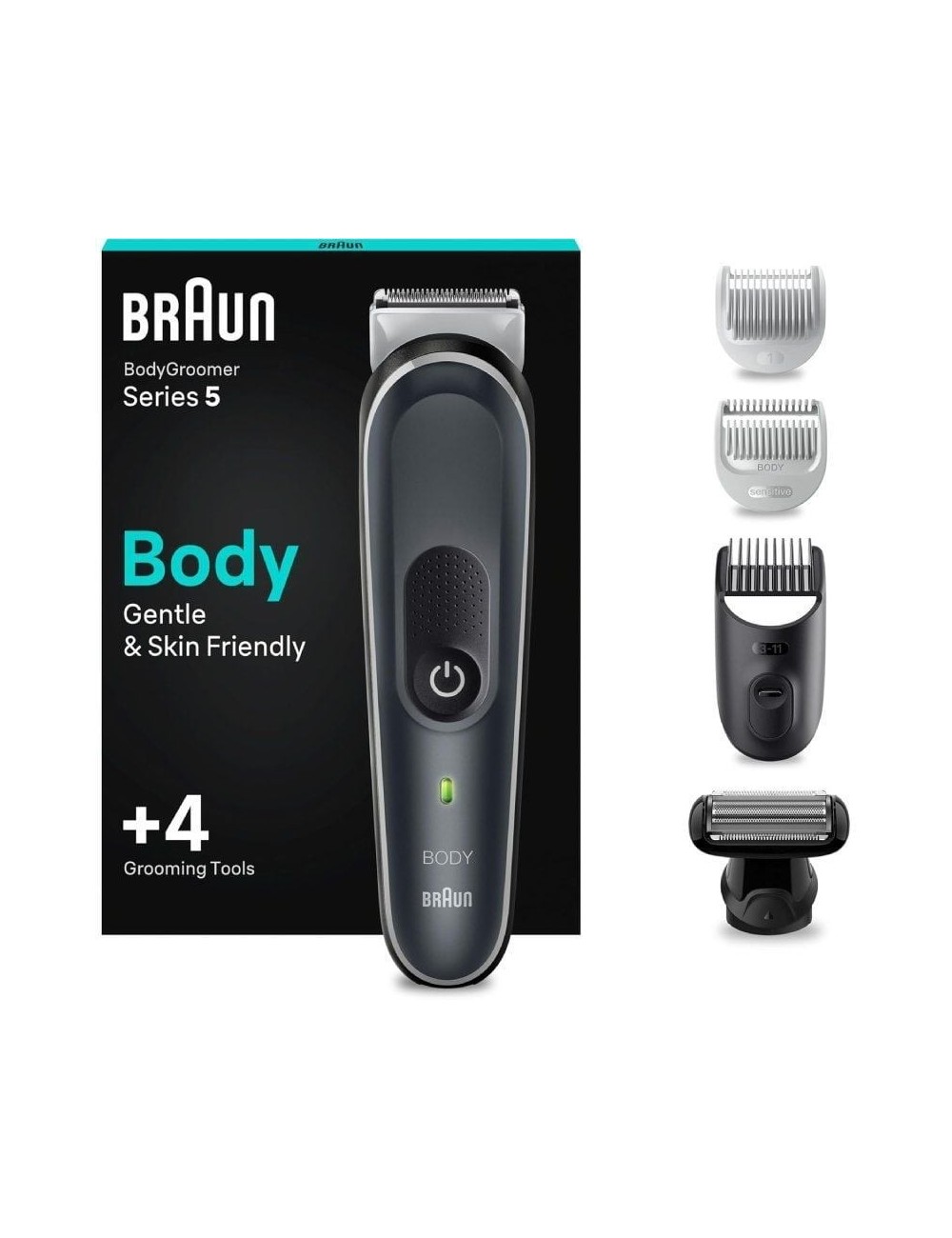 Cortapelos Braun BodyGroomer Series 5 BG5360/ con Batería/ 4 Accesorios