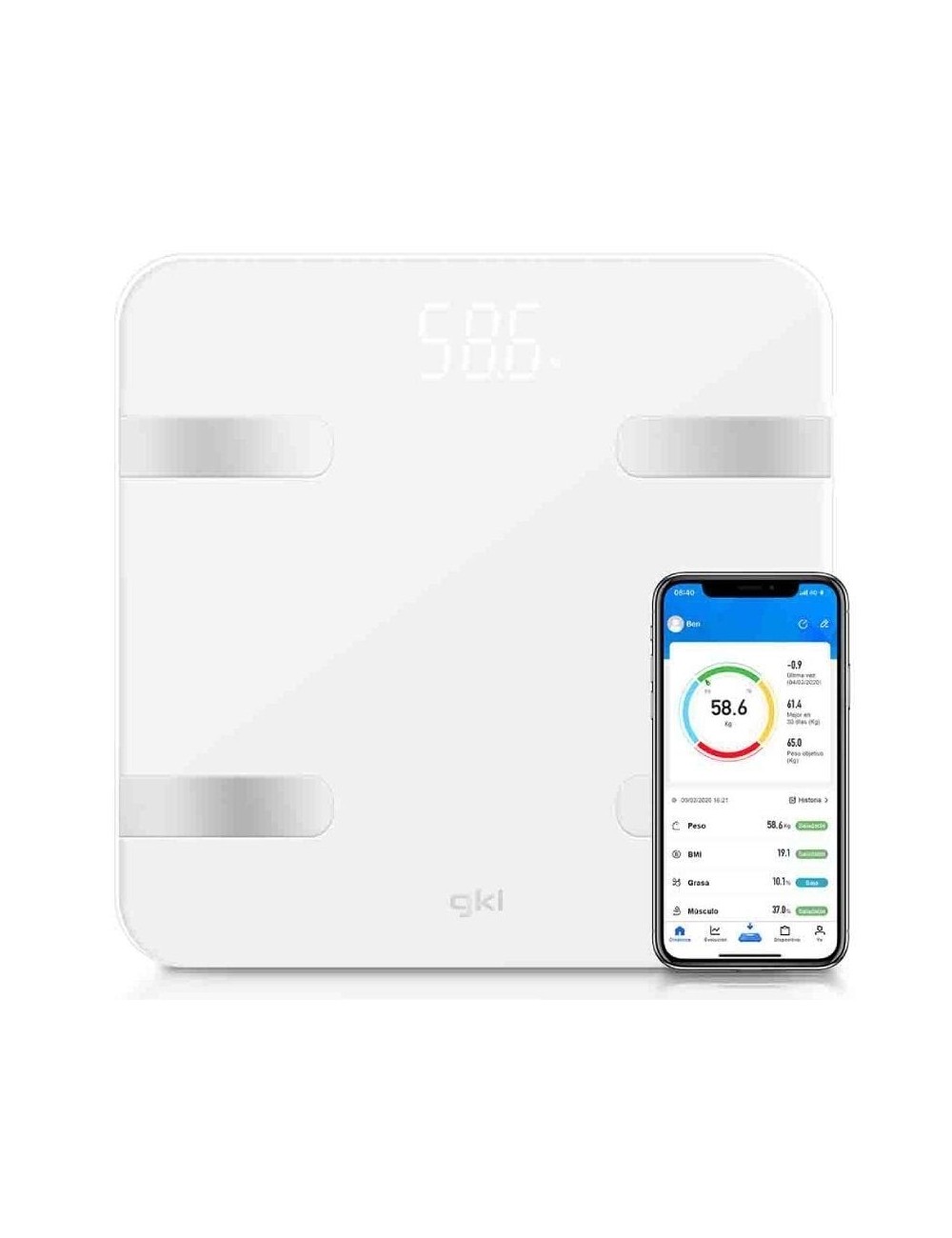 Báscula de Baño GKL Fitblue 300 White/ Hasta 180kg