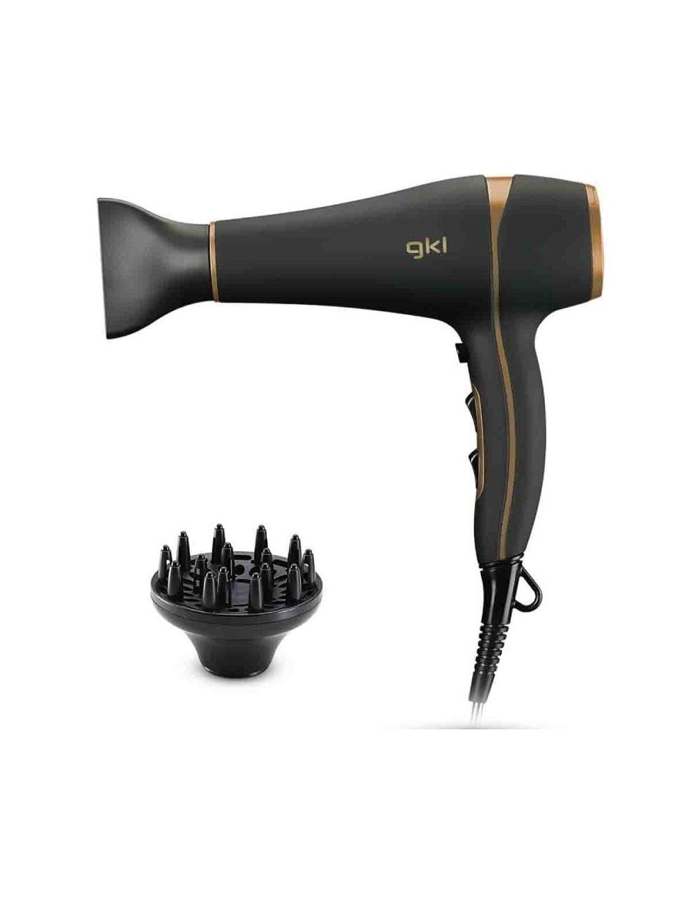 Secador GKL Onyx 2200/ 2200W/ Iónico/ Negro y Dorado