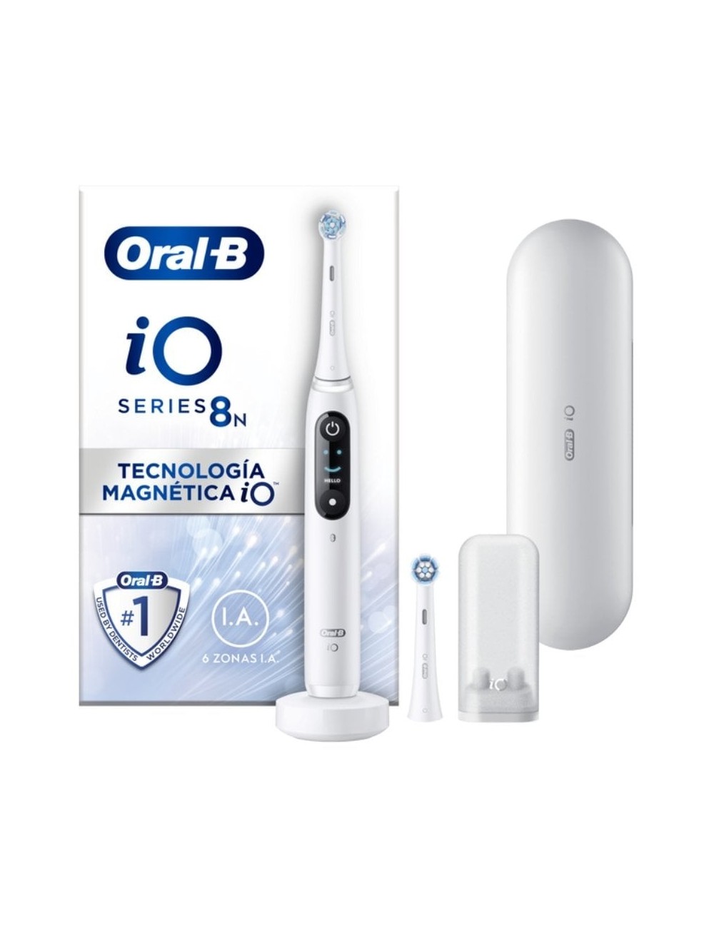Cepillo Dental Oral-B iO Serie 8N/ Incluye 2 Recambios/ Blanco