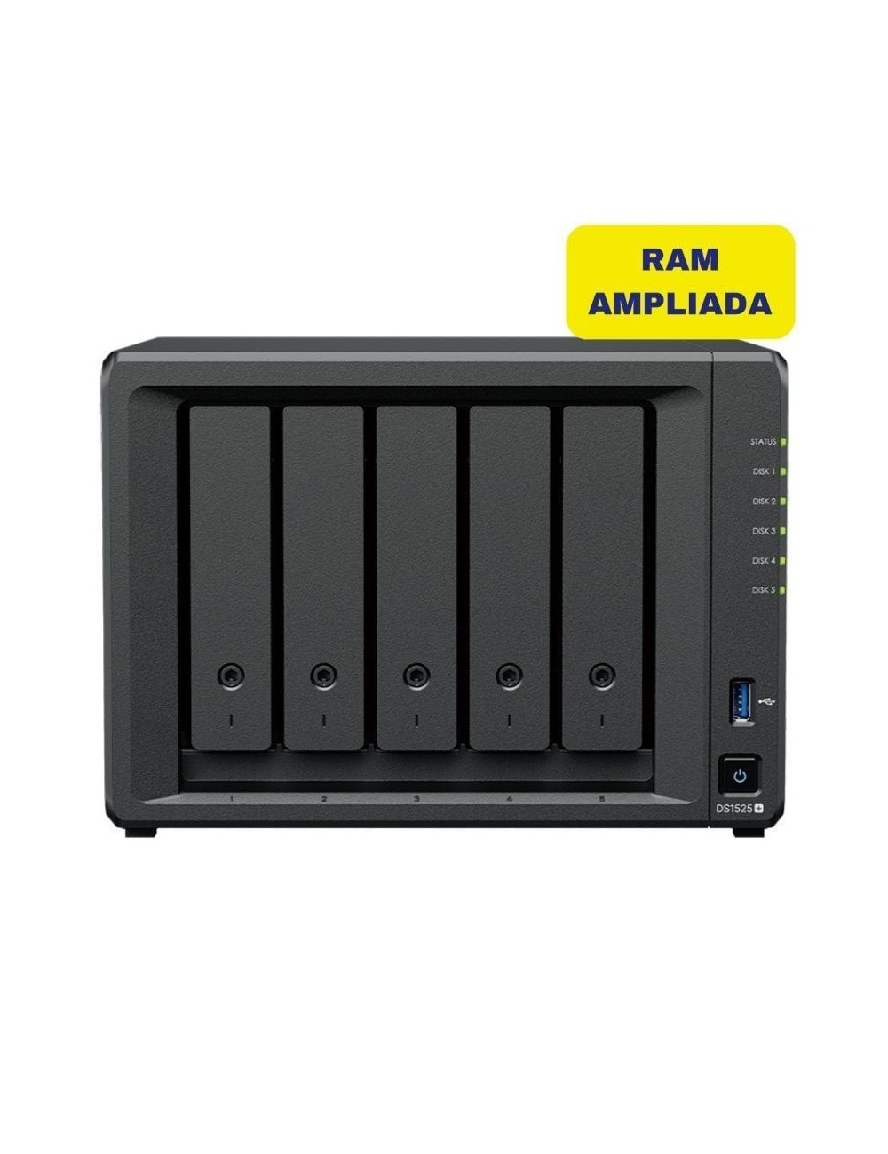 NAS Synology Diskstation DS1525+/ 5 Bahías 3.5'- 2.5'/ 16GB DDR4/ Formato Torre