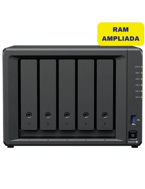 NAS Synology Diskstation DS1525+/ 5 Bahías 3.5'- 2.5'/ 16GB DDR4/ Formato Torre