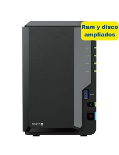 NAS Synology Diskstation DS225+/ 2 Bahías 3.5'- 2.5'/ 6GB DDR4/ 8TB/ Formato Torre