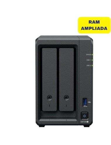 NAS Synology Diskstation DS725+/ 2 Bahías 3.5'- 2.5'/ 16GB DDR4/ Formato Torre