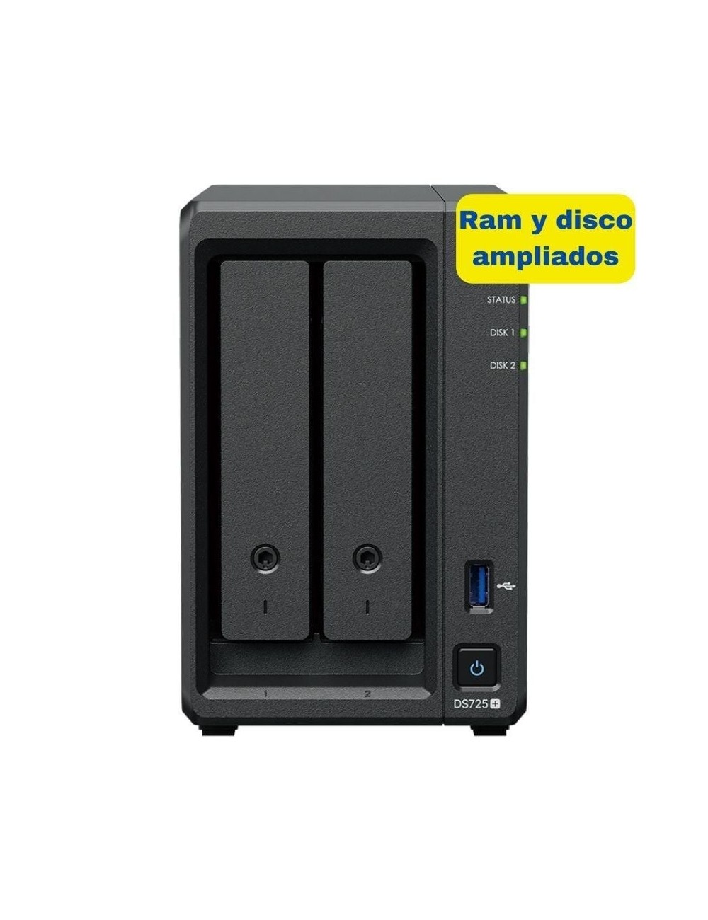 NAS Synology Diskstation DS725+/ 2 Bahías 3.5'- 2.5'/ 8GB DDR4/ 8TB/ Formato Torre