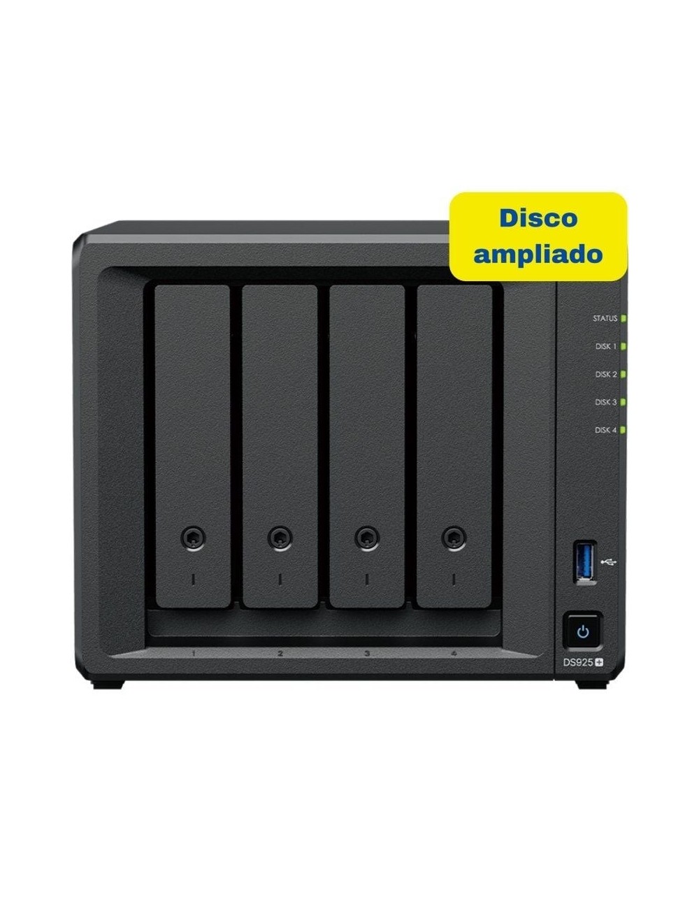 NAS Synology Diskstation DS925+/ 4 Bahías 3.5'- 2.5'/ 4GB DDR4/ 16TB/ Formato Torre