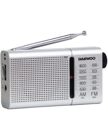 Radio Portátil Daewoo DW1037/ a Pilas/ Plateada
