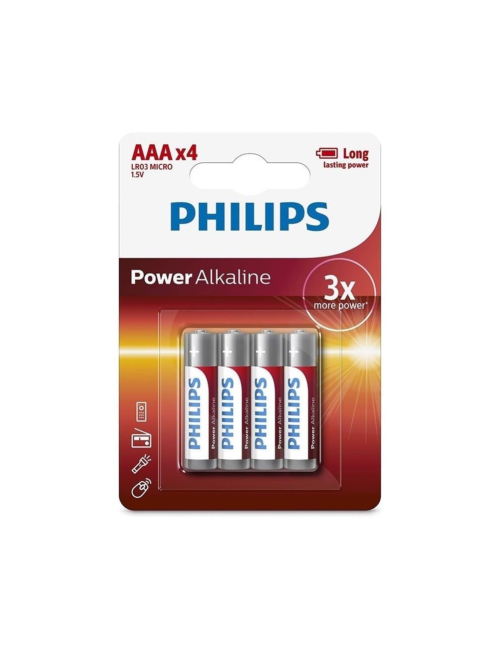 Pack de 4 Pilas AAA Philips LR03P4B/05/ 1.5V/ Alcalinas
