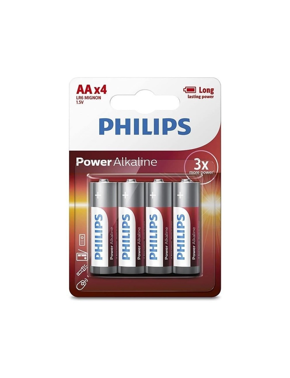 Pack de 4 Pilas AA Philips LR6P4B/05/ 1.5V/ Alcalinas