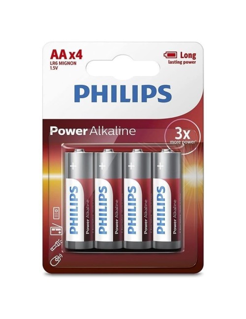 Pack de 4 Pilas AA Philips LR6P4B/05/ 1.5V/ Alcalinas