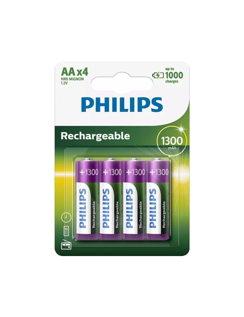 Pack de 4 Pilas AA Philips R6B4A130/10/ 1.2V/ Recargables
