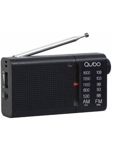 Radio Portátil Qubo RS-2/ con Cable/ a Pilas/ Negra