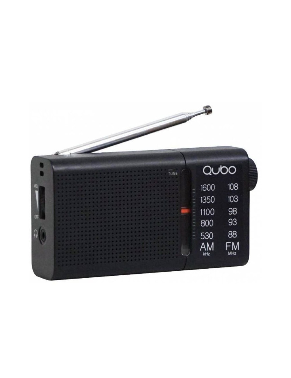 Radio Portátil Qubo RS-2/ con Cable/ a Pilas/ Negra