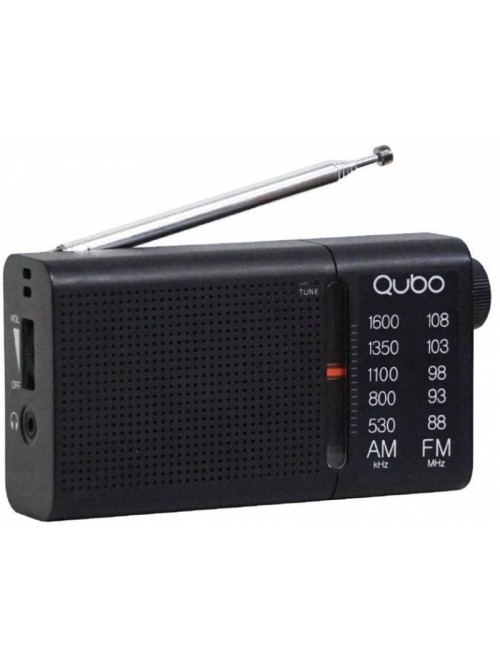Radio Portátil Qubo RS-2/ con Cable/ a Pilas/ Negra