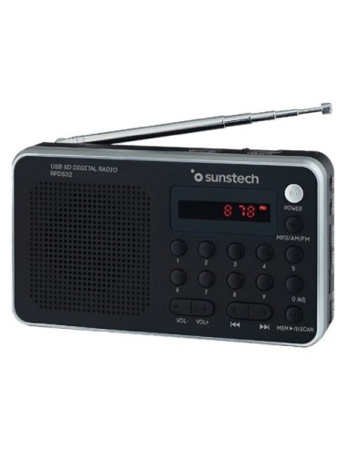 Radio Portátil Sunstech RPD32SL/ con Batería/ Negra y Plateada