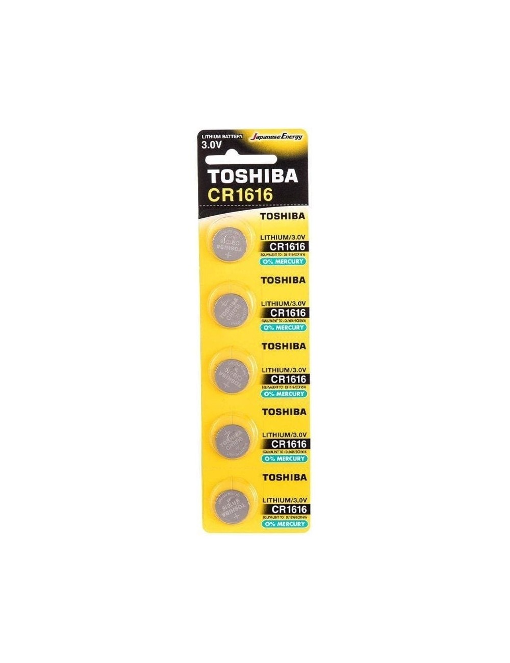 Pack de 5 Pilas de Botón Toshiba CR1616/ 3V