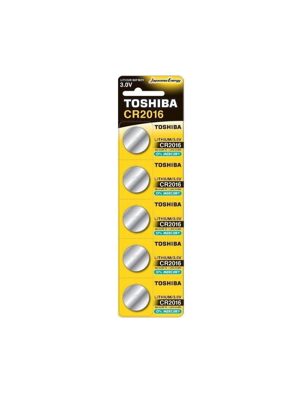 Pack de 5 Pilas de Botón Toshiba CR2016/ 3V