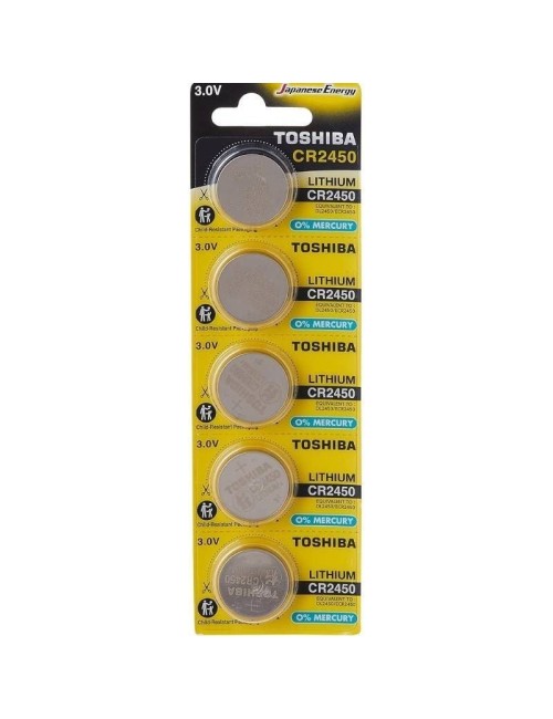 Pack de 5 Pilas de Botón Toshiba CR2450/ 3V/ Alcalinas