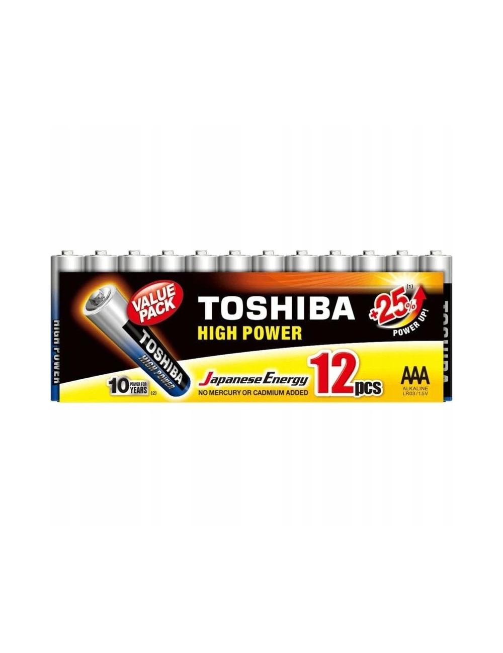 Pack de 12 Pilas AAA Toshiba High Power LR03/ 1.5V/ Alcalinas
