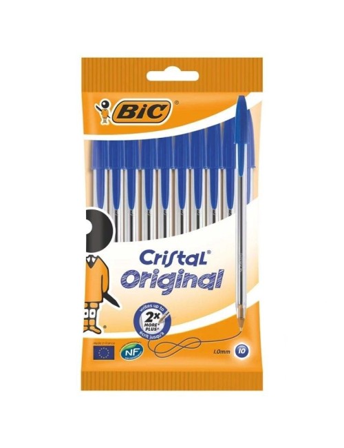 Bolígrafos de Tinta de Aceite Bic Cristal Original 516352/ 10 unidades/ Azules