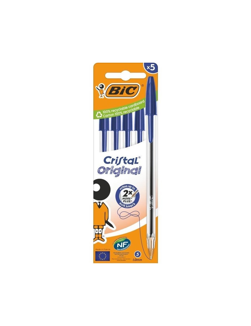 Bolígrafo de Tinta de Aceite Bic Cristal Original 516344/ 5 unidades/ Azul