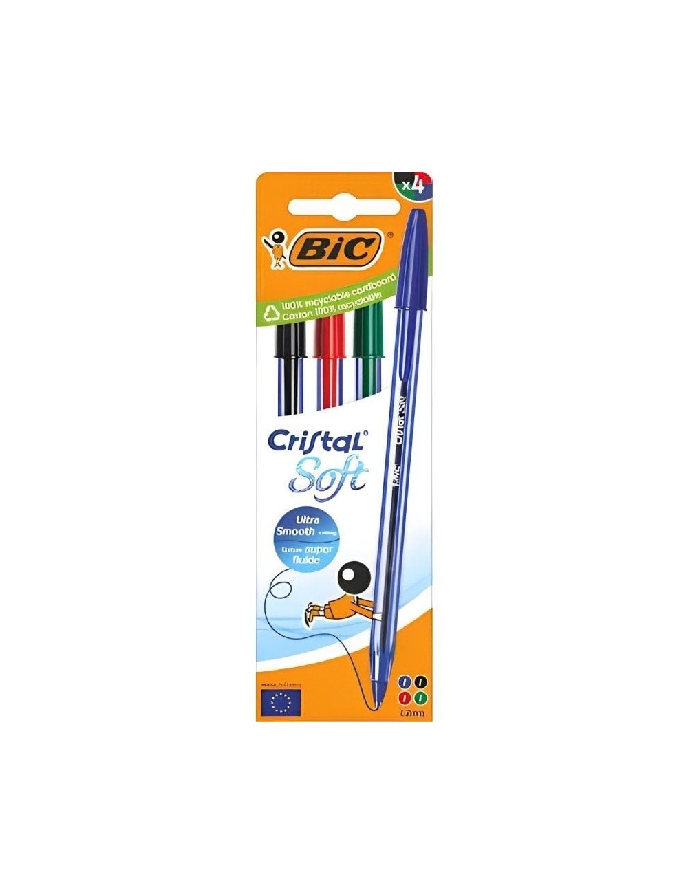 Bolígrafo de Tinta de Aceite Bic Cristal Original 516343/ 4 unidades/ Colores Surtidos