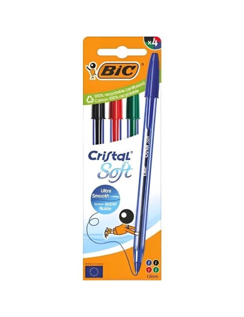 Bolígrafo de Tinta de Aceite Bic Cristal Original 516343/ 4 unidades/ Colores Surtidos