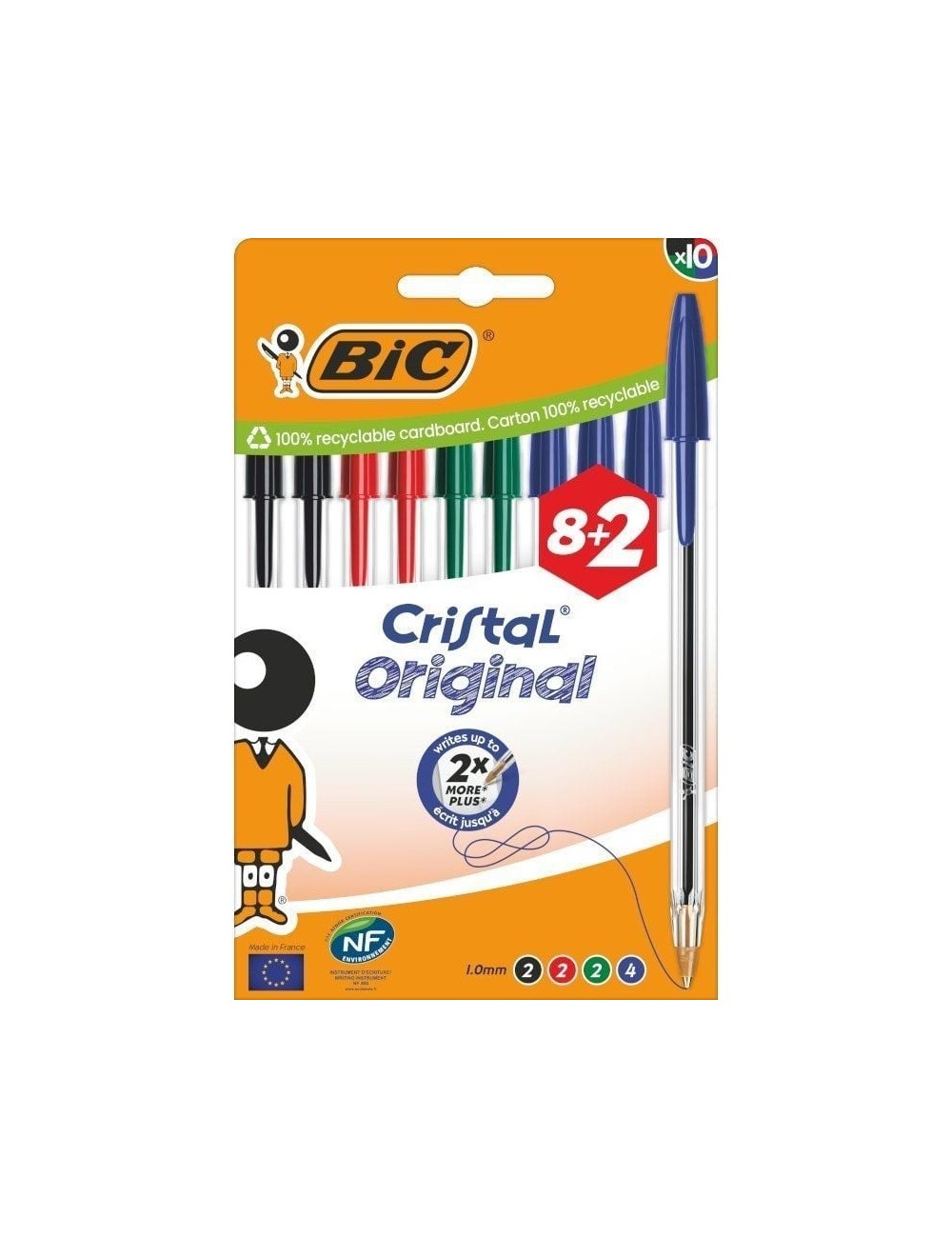 Bolígrafos de Tinta de Aceite Bic Cristal Original 516355/ 10 unidades/ Colores Surtidos