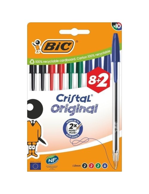 Bolígrafos de Tinta de Aceite Bic Cristal Original 516355/ 10 unidades/ Colores Surtidos