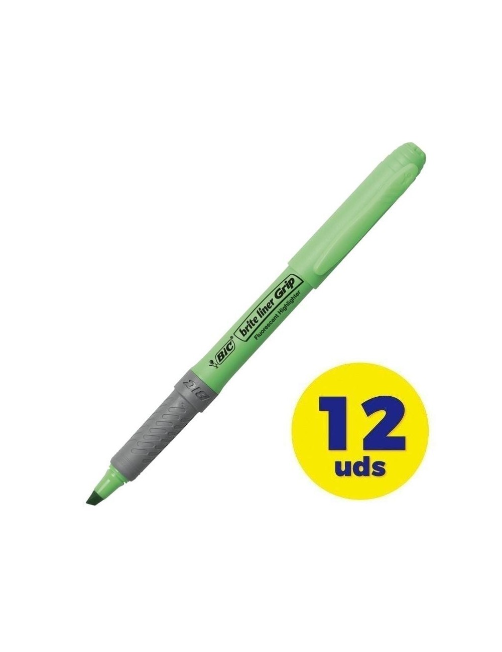 Caja de Marcadores Fluorescentes Bic Brite Liner Grip/ 12 unidades/ Verdes