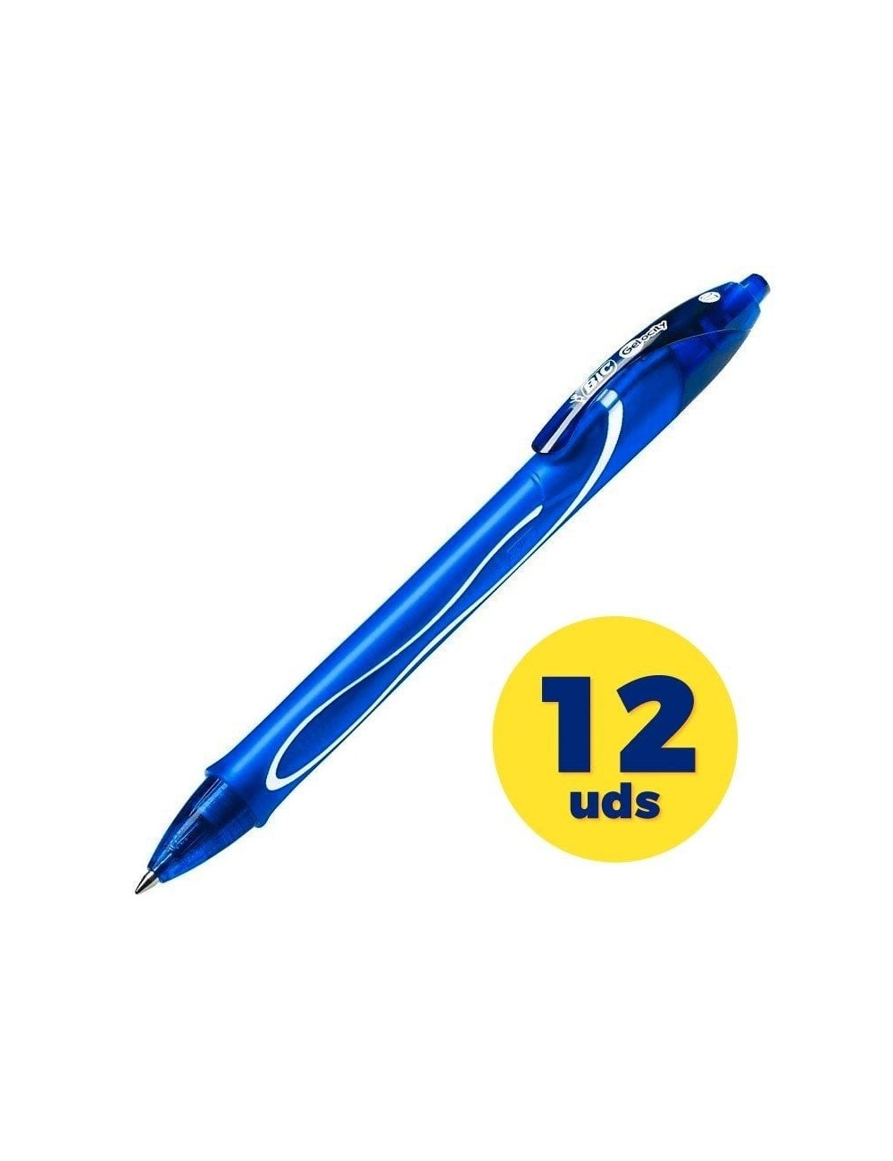 Caja de Bolígrafos de Tinta de Gel Retráctil Bic Gelocity Quick Dry 950442/ 12 unidades/ Azules