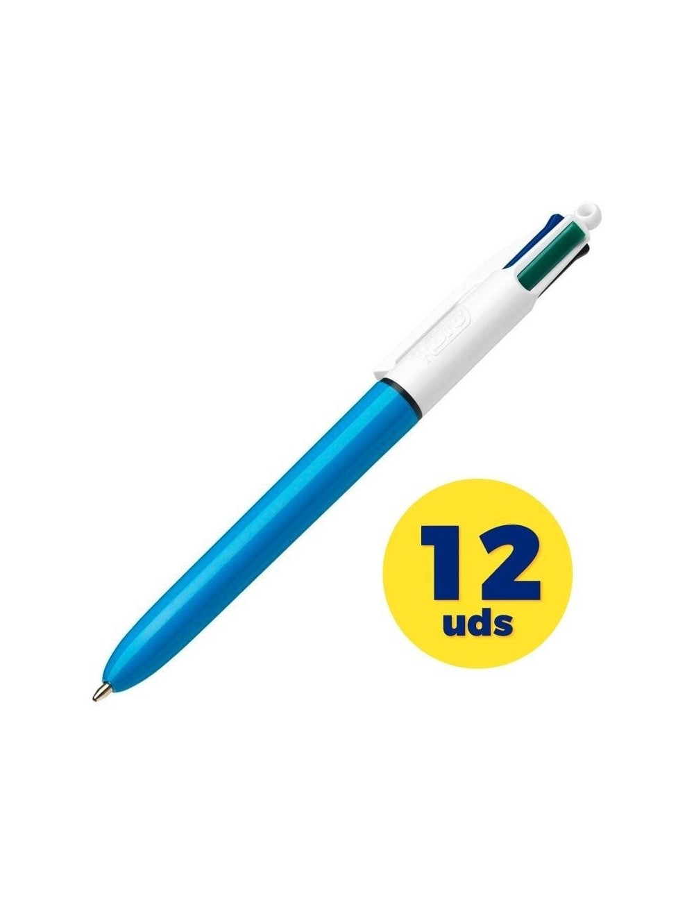 Caja de Bolígrafos de Tinta de Aceite Retráctil Bic Medium Original 889969/ 12 unidades/ 4 Colores de Tinta/ Cuerpo Color Azul