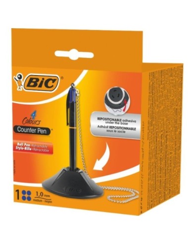 Bolígrafo de Tinta de Aceite Retráctil Bic 527507/ Azul/ Incluye Base + Cadena