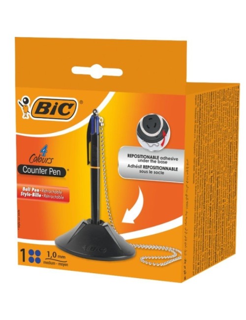 Bolígrafo de Tinta de Aceite Retráctil Bic 527507/ Azul/ Incluye Base + Cadena
