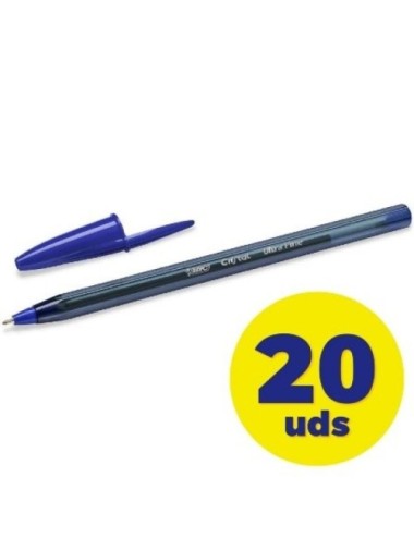 Caja de Bolígrafos de Tinta de Aceite Bic Cristal Exact Ultrafine 992605/ 20 unidades/ Azules
