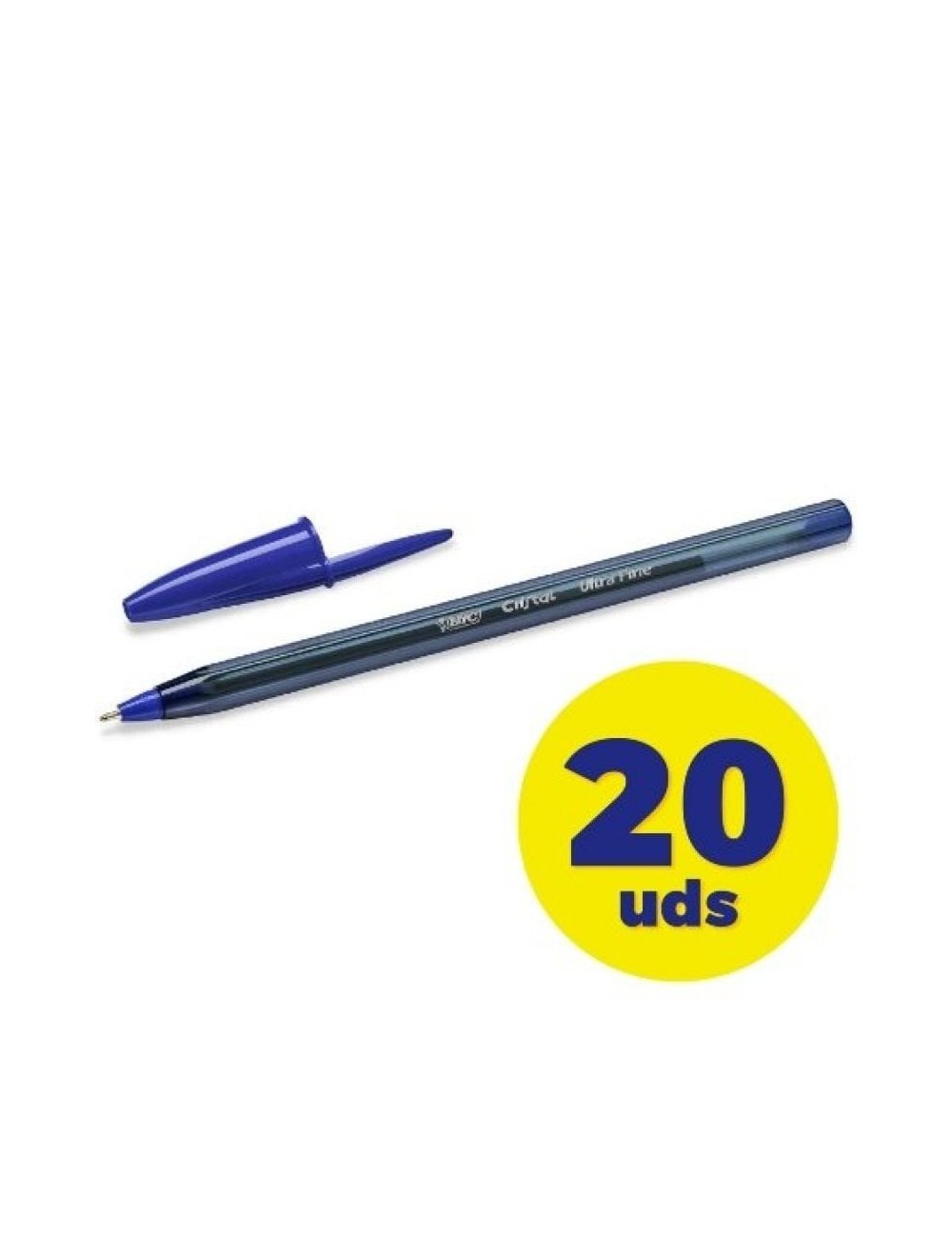 Caja de Bolígrafos de Tinta de Aceite Bic Cristal Exact Ultrafine 992605/ 20 unidades/ Azules