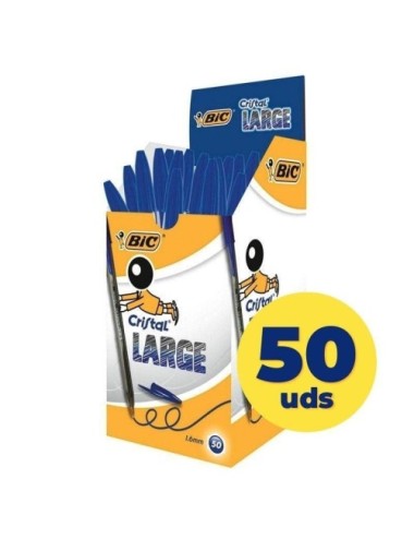 Caja de Bolígrafos de Tinta de Aceite Bic Cristal Large 880656/ 50 unidades/ Azules